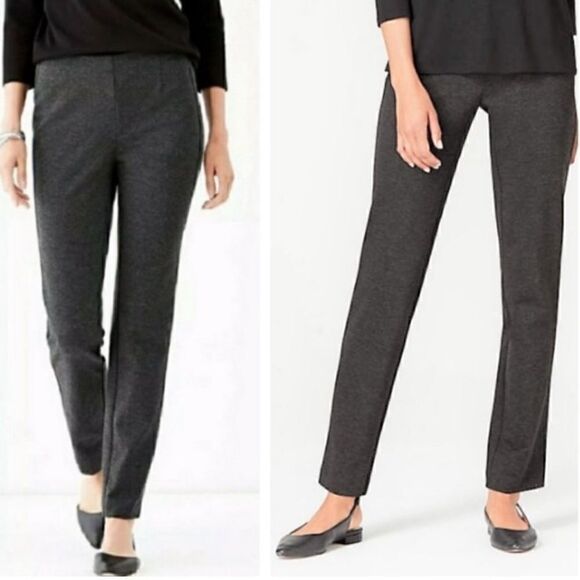 J. Jill Ponte Slim Leg Dark Heather Gray Pant | SZ M - Picture 1 of 11